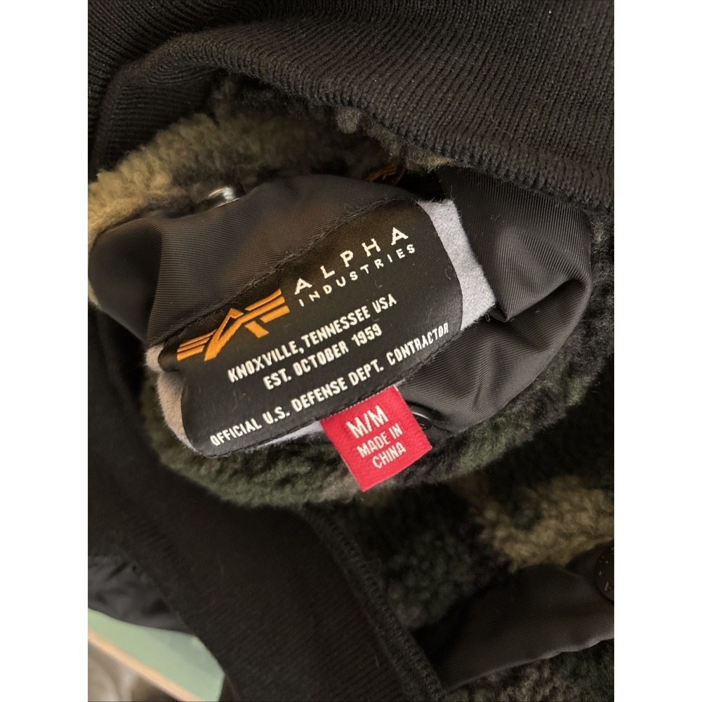 Alpha Industries Jacket Mens Medium Black Camo L-2B Sherpa Reversible Relaxed - Picture 8 of 15